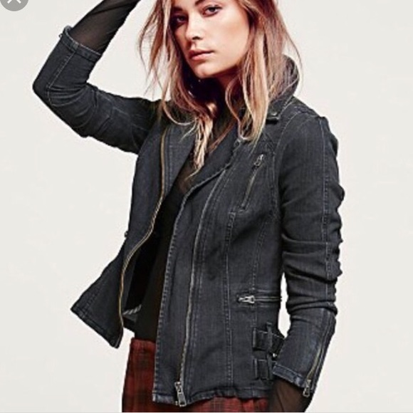 free people denim moto jacket